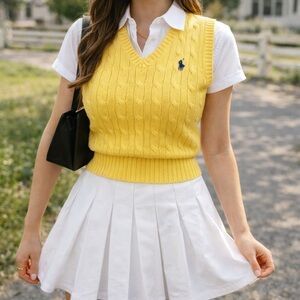 Polo Ralph Lauren Yellow Cable Knit Sweater Vest Women’s M